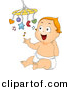 Vector Clipart of a Cartoon Baby Playing with a Mobile Music Toy by BNP Design Studio