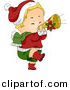 Vector Clipart of a Cartoon Christmas Baby Playing a Trumpet by BNP Design Studio