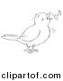 Vector Clipart of a Cartoon Cute Singing Bird - Outlined Coloring Page Art by Alex Bannykh