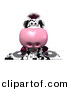 Vector Clipart of a Cartoon Dairy Cow DJ Playing Music by Julos