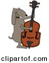 Vector Clipart of a Cartoon Dog Playing a Bass Fiddle by Djart