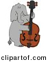 Vector Clipart of a Cartoon Elephant Playing Double Bass by Djart