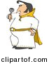 Vector Clipart of a Cartoon Elvis Impersonator Dancing and Singing with a Microphone by Djart