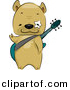 Vector Clipart of a Cartoon French Bulldog Carrying a Guitar by BNP Design Studio