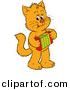 Vector Clipart of a Cartoon Ginger Cat Playing an Accordion by Alex Bannykh