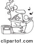 Vector Clipart of a Cartoon Guy Singing Karaoke - Coloring Page Outline by Toonaday