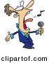 Vector Clipart of a Cartoon Man Singing Anthem by Toonaday
