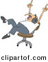 Vector Clipart of a Cartoon Man Wearing Headphones While Rocking out on a Chair by Djart