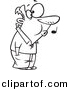 Vector Clipart of a Cartoon Man Whistling While He Waits - Coloring Page Outline by Toonaday