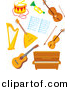 Vector Clipart of a Cartoon Musical Instruments - Digital Collage by Alex Bannykh
