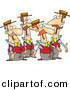 Vector Clipart of a Cartoon Quartet of Singing Men Dressed Alike by Toonaday