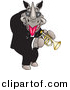 Vector Clipart of a Cartoon Rhino Playing a Trumpet by Dennis Holmes Designs