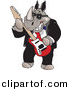 Vector Clipart of a Cartoon Rhino Playing an Electric Guitar by Dennis Holmes Designs