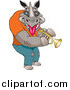 Vector Clipart of a Casual Musician Rhino Wearing Shades and Playing a Trumpet by Dennis Holmes Designs