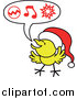 Vector Clipart of a Christmas Chick Wearing a Santa Hat and Singing Carols by Zooco