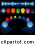 Vector Clipart of a Colorful Illuminated Audio Buttons - Digital Collage by Dero