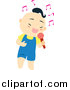 Vector Clipart of a Cute Asian Boy Singing into a Microphone by Cherie Reve
