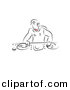 Vector Clipart of a Disc Jockey Mixing Vinyl - Line Art Outline by Prawny