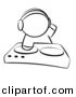 Vector Clipart of a Dj Mixing Records on Dual Turntable - Outlined Coloring Page by Leo Blanchette