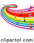 Vector Clipart of a Flowing Rainbow Wave of Music Notes by BNP Design Studio