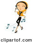 Vector Clipart of a Girl Dancing While Listening to Music Through Headphones - Cartoon Version by BNP Design Studio