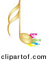 Vector Clipart of a Gold Music Note Beside New Label Icons by Andrei Marincas