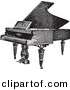 Vector Clipart of a Grand Piano - Vintage Black and White Sketched Version by BestVector