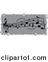 Vector Clipart of a Grayscale Music Notes Banner with Grungy White Borders and Swirls by Pams Clipart