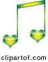 Vector Clipart of a Green Love Heart Music Note by Andrei Marincas