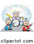 Vector Clipart of a Group of Musicians Playing the Drums and Guitars at a Rock Concert by David Rey