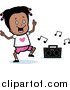 Vector Clipart of a Happy Black Girl Dancing to Music Box - Cartoon Style by Cory Thoman