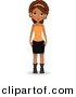 Vector Clipart of a Happy Black Girl Wearing Golded Headphones by Melisende Vector