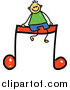 Vector Clipart of a Happy Boy Sitting on a Music Note by Prawny