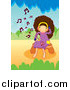 Vector Clipart of a Happy Brunette Girl Listening to Music by Mayawizard101