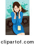Vector Clipart of a Happy Brunette White Woman Listening to Music by Mayawizard101