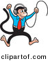 Vector Clipart of a Happy Cartoon Monkey Dancing to Music in His Headphones by Lal Perera