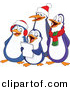 Vector Clipart of a Happy Cartoon Penguins Singing Christmas Carols by Yayayoyo