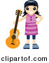 Vector Clipart of a Happy Girl Standing Beside Her Guitar - Cartoon Styled Design by BNP Design Studio