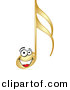 Vector Clipart of a Happy Gold Cartoon Music Note Smiling by Andrei Marincas