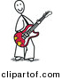 Vector Clipart of a Happy Stick Figure Guitarist Playing Tunes by Frog974