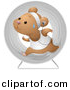Vector Clipart of a Healthy Cartoon Hamster Running Within a Exercise Wheel While Listening to Music by BNP Design Studio
