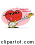 Vector Clipart of a Heart Character with Music Notes, Singing and Playing a Guitar by Hit Toon