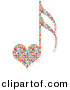 Vector Clipart of a Heart Shaped Love Music Note with National Flags by Andrei Marincas