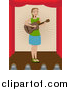 Vector Clipart of a Lady Playing a Guitar on a Stage by