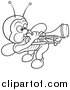 Vector Clipart of a Lineart Bug Playing a Trombone by Dero