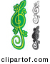 Vector Clipart of a Lizard Treble Clef Notes - Digital Collage Featuring 3 Versions by Any Vector