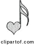 Vector Clipart of a Love Heart Music Notes by Andrei Marincas