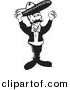 Vector Clipart of a Mexican Mariachi Man Wearing a Sombrero While Dancing - Black and White Version by David Rey