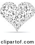 Vector Clipart of a Music Note Love Heart - Black and White by Andrei Marincas