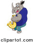 Vector Clipart of a Musician Rhino Playing a Saxophone by Dennis Holmes Designs